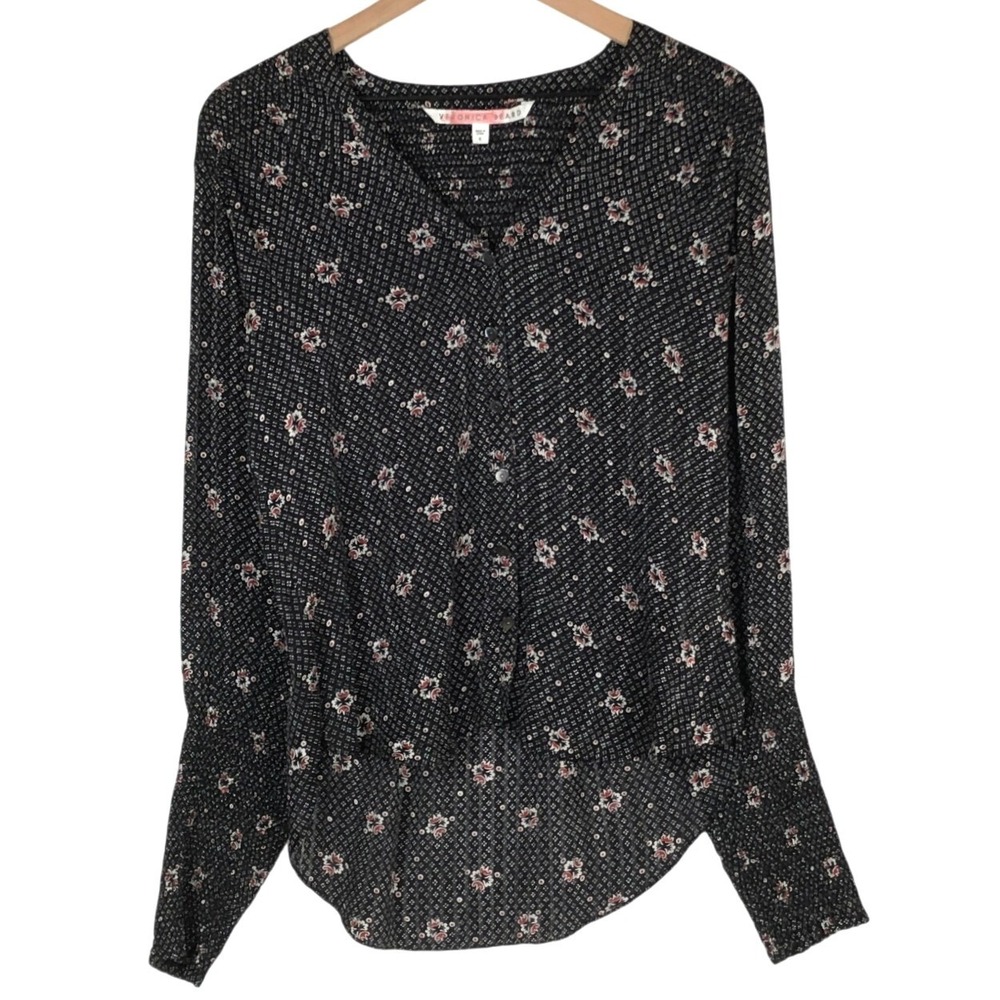 VERONICA BEARD Maree Smock Cuff 100% Silk Blouse Sz 6 Black Luxury MSRP $450